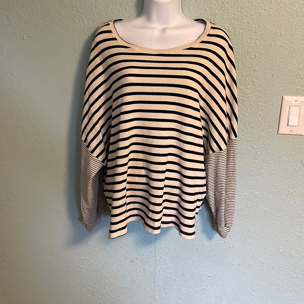 Cream & Black Striped Sweater 3XL